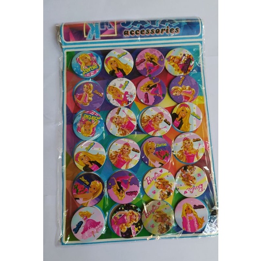 (isi 24) Pin Bros Bulat Karakter Squid Game Bts Bt21 Doraemon LOL Barbie dll