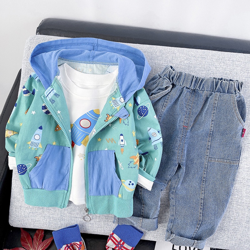 Jaket Hoodie Set 3in1 Setelan Anak GALAXY Baju Anak Laki Laki Korean Style Import