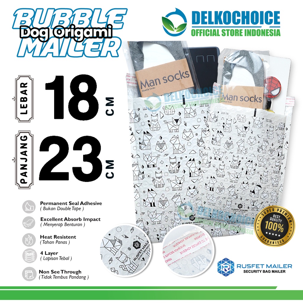 

Amplop Bubble Mailer DOG ORIGAMI 18x23cm Bubblewrap Envelope Packing Online Rusfet Premium / SATUAN