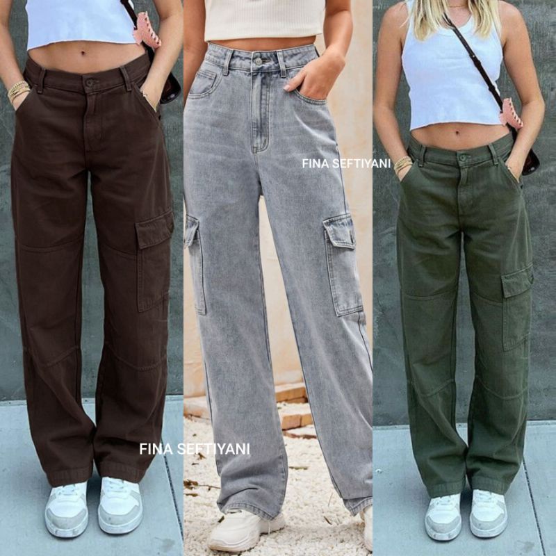 Highwaist Cargo Jeans Baggy Import