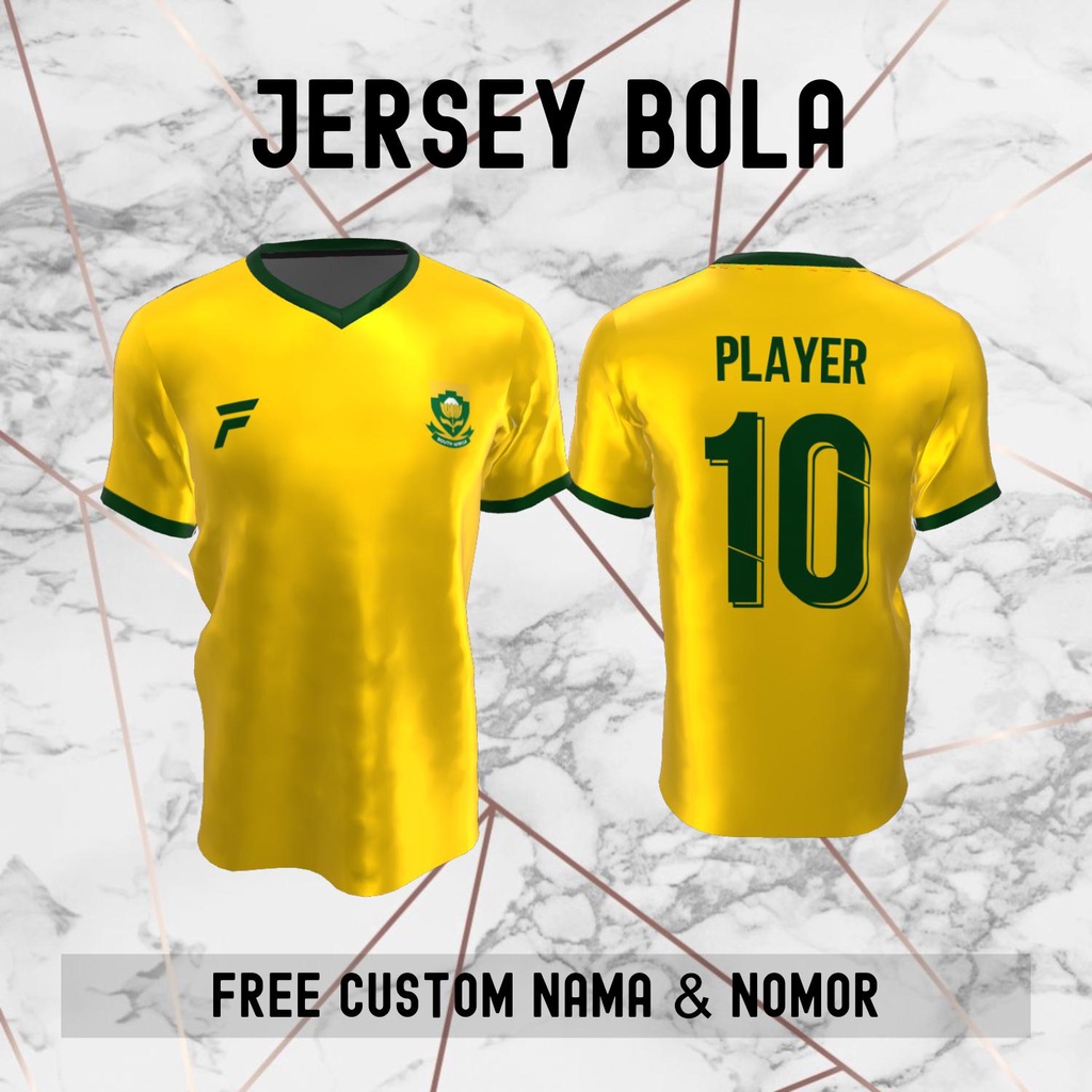 Jersey Afrika Selatan Timnas Negara Bola Baju Kaos Custom Nama dan Nomor Punggung - 282