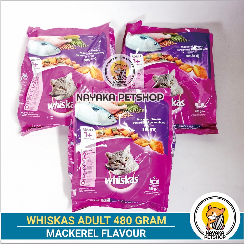 Whiskas Mackerel 480 gr Pakan Kucing Makanan Kering Cat Dry Food