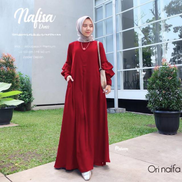 BK  NAFISA GAMIS POLOS BAHAN WOLFIS TERMURAH BY ORI NAIFA