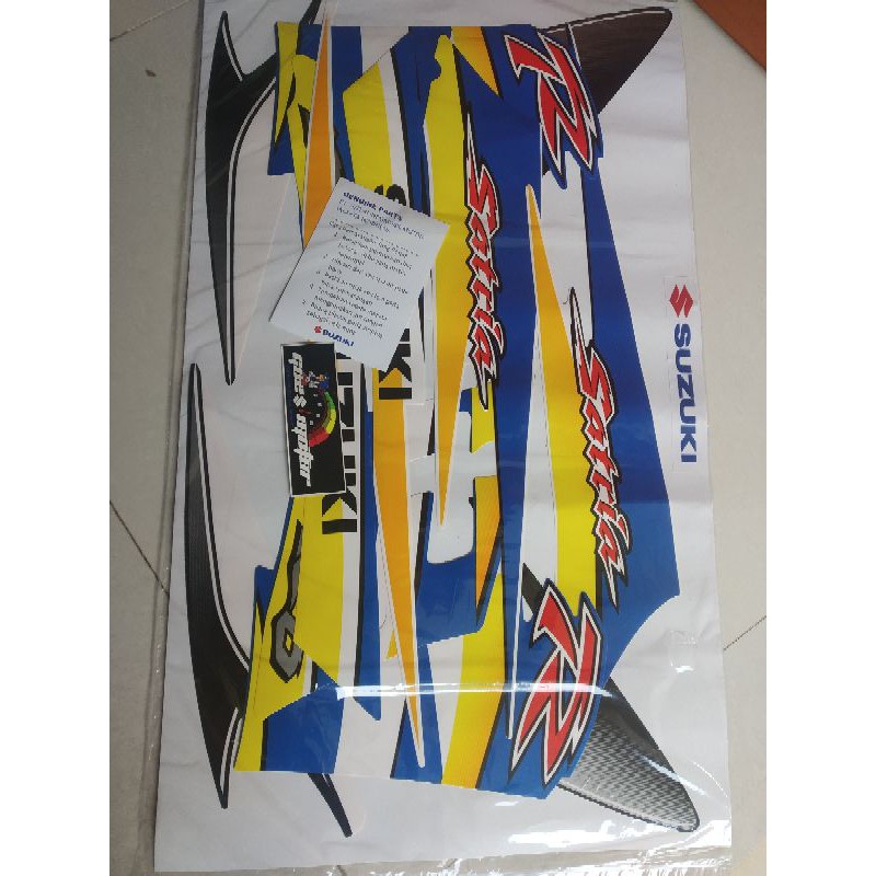striping satria hiu biru putih original indopart Suzuki