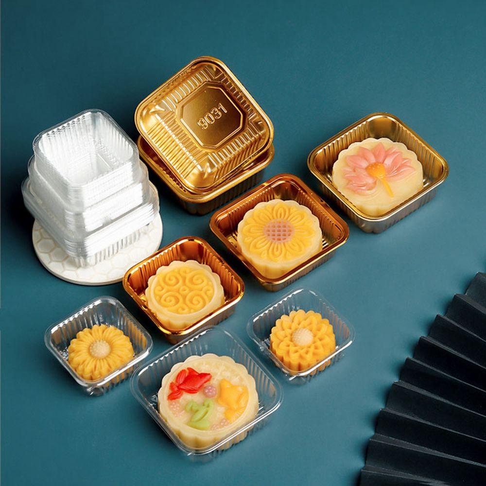 [Elegan] Mooncake Inner Tray Kreatif Bening PP Tempat Kue Bulan Persegi Food Grade Puff Wadah