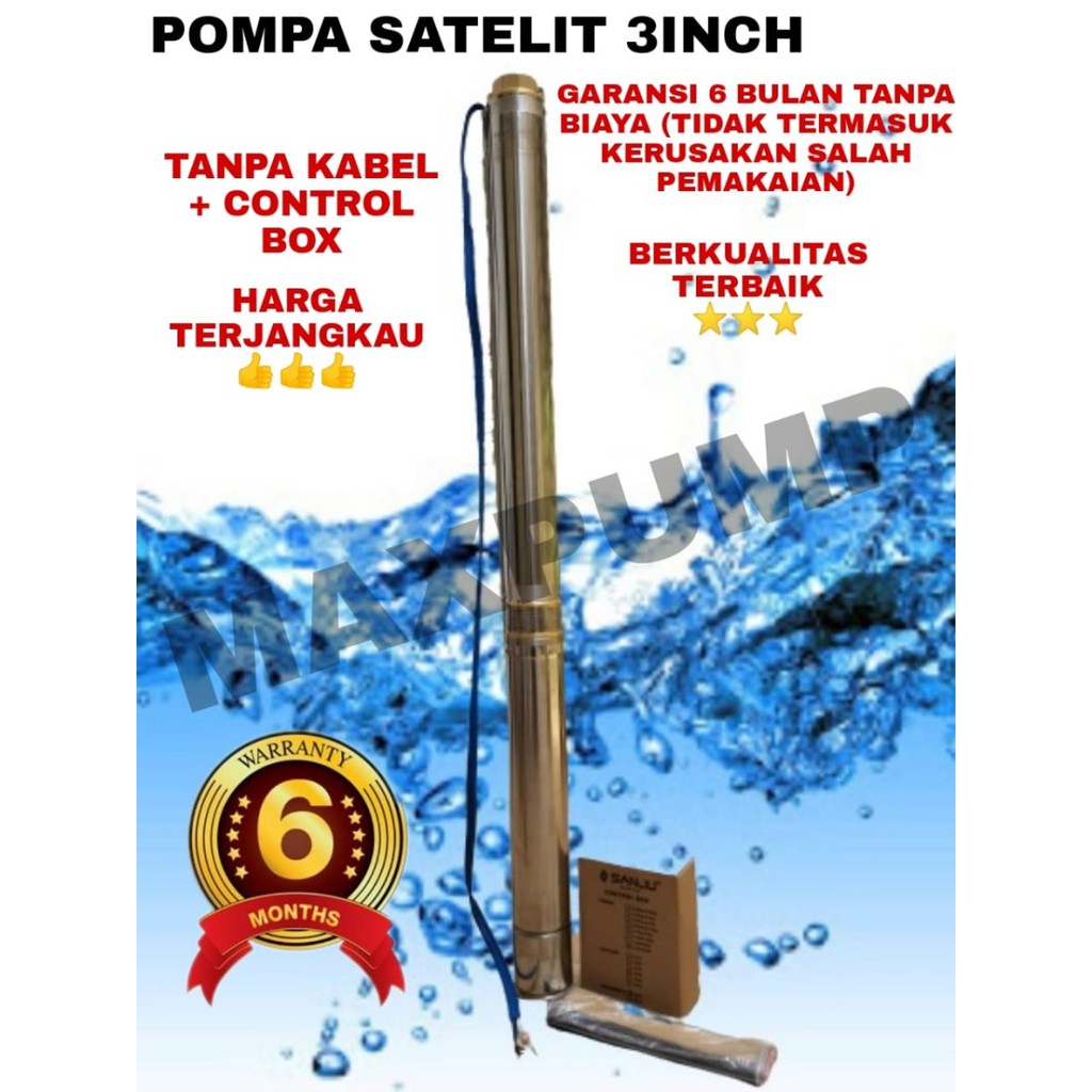 MAXPUMP 3SDM1.8/14 Mesin Pompa Air Submersible Pompa Satelit Sumur Dalam Casing Pipa 3inch 0.5HP 370watt Pompa Air Termurah
