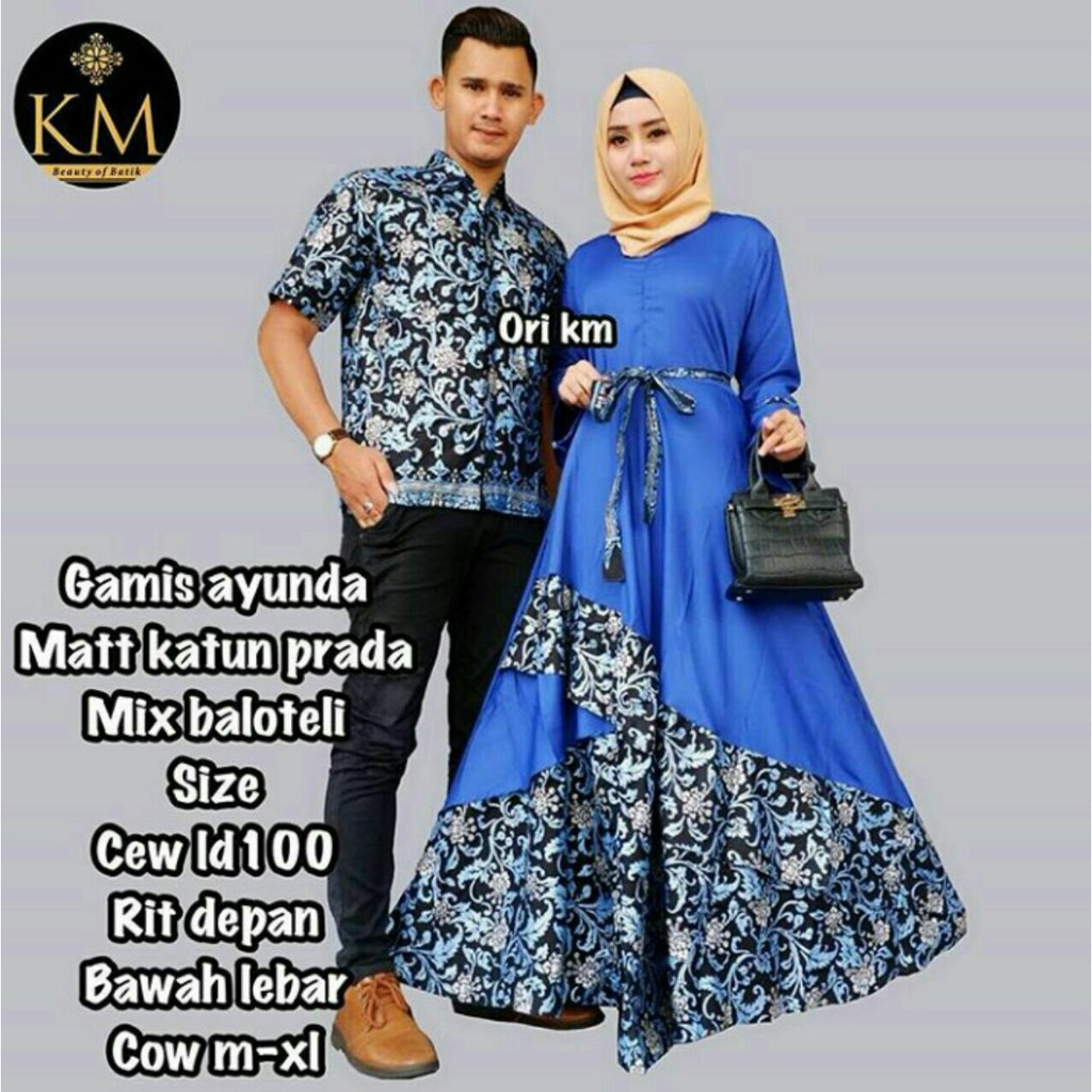 CP004 baju couple DILAN batik gamis ayunda grosir seragam pasangan keluarga