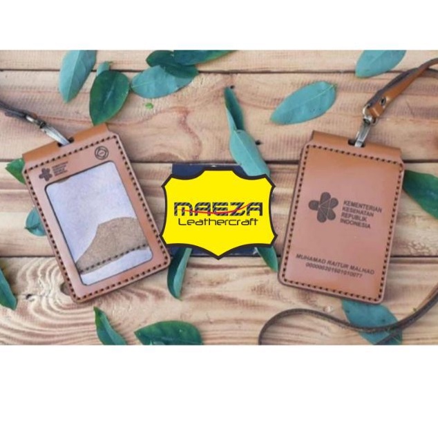 

TERMURAH..!! Name Tag Kulit Asli Flip Lipat Magnet - Id Card Holder Kulit - Name Tag Id Card Custom