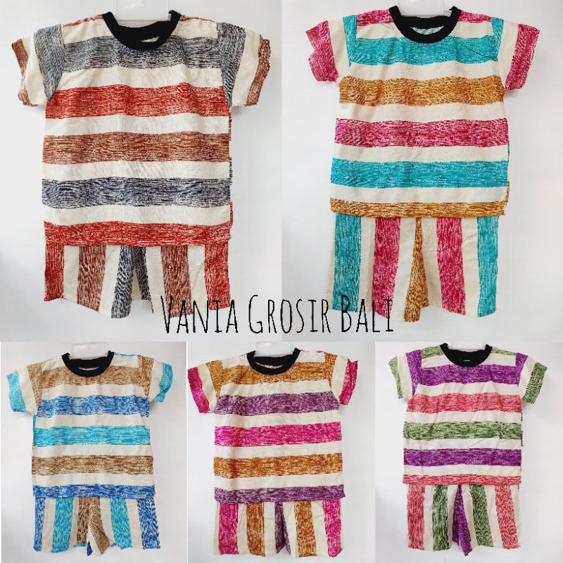 [PUSAT KULAKAN] SETELAN ANAK BALI MOTIF SALUR LOLIPOP LEHER KAOS UTK UNISEX