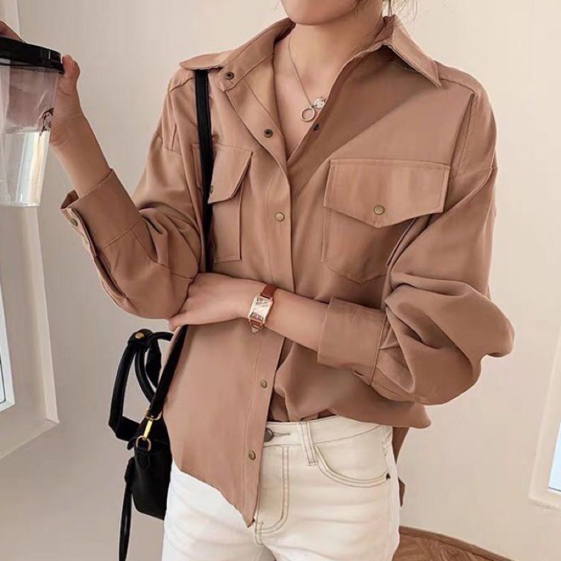 [GABY]Kemeja wanita Korean Style Import lengan panjang office kerja hijab modern