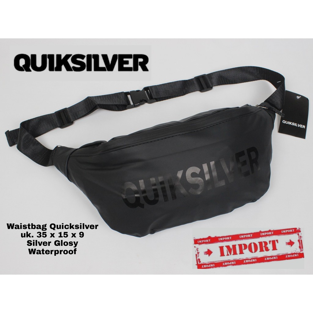 Waistbag Quicksilver Glosy on Black  Tas Selempang Sling Bag Pria Dan Wanita High Quality Import