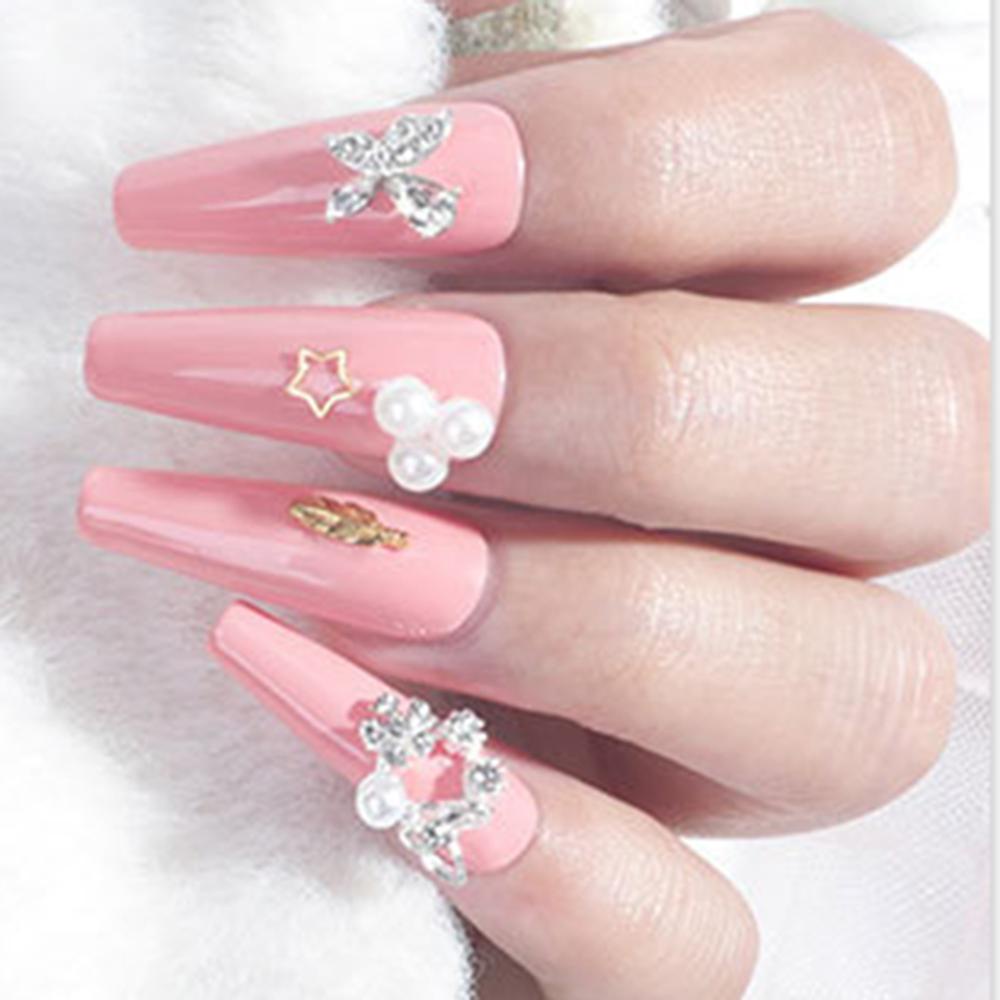 AUGUSTINA Augustina Dekorasi Nail Art Mewah Shiny Charms Sayap Rumbai Rantai Liontin Busur Simpul 3D Kuku Zirkon