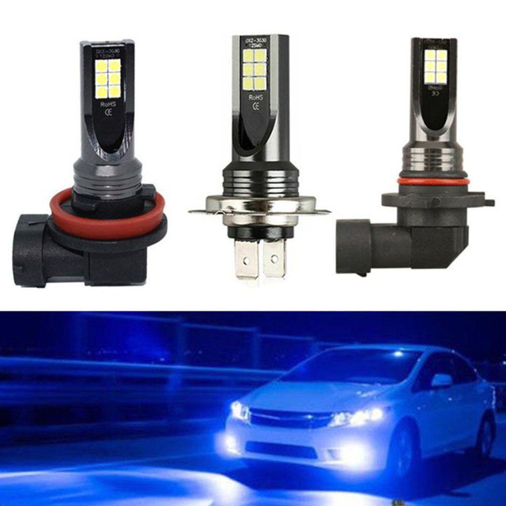 Populer 2pcs Lampu Kabut Mobil Biru LED Super Terang Hi/Low Kit Beam DRL