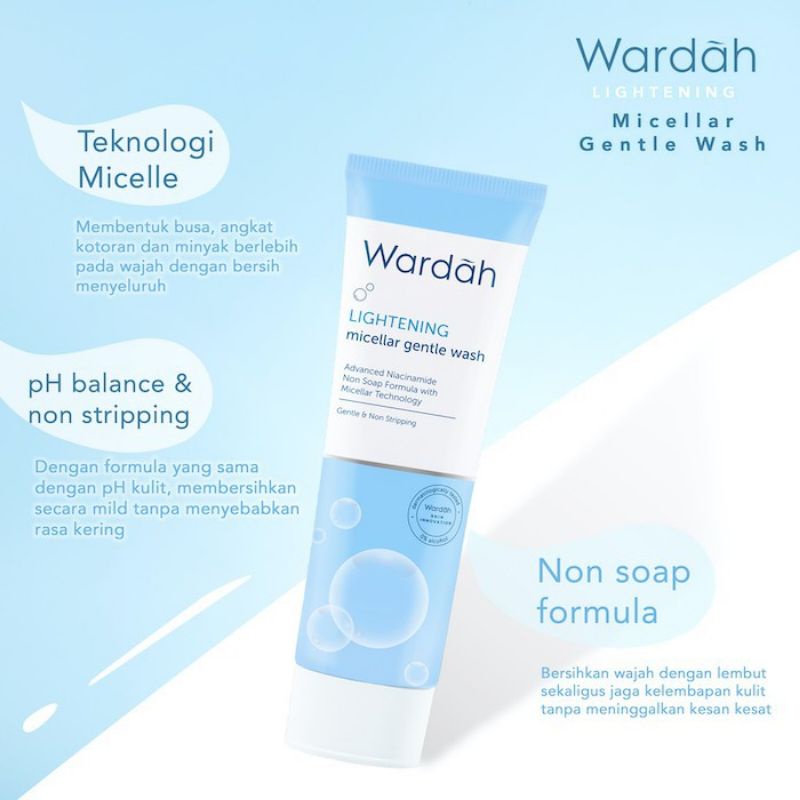 Wardah Lightening Micellar Gentle Wash 50ml &amp; 100ml