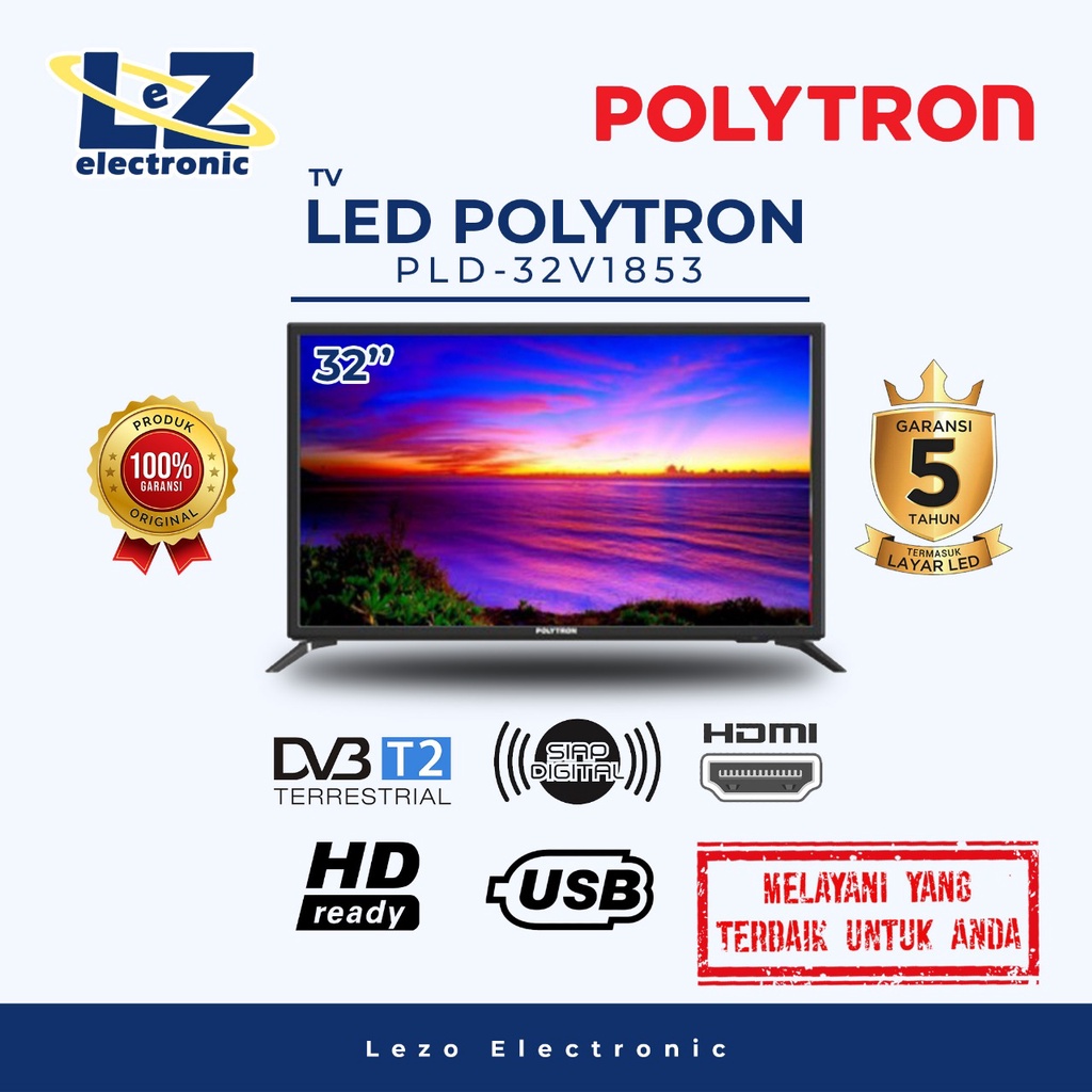 DIGITAL LED TV POLYTRON 32 Inch PLD - 32V1853 DIGITAL TV HD 32"