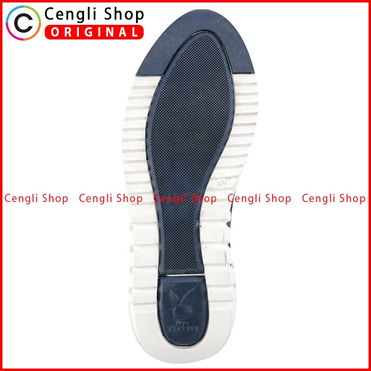 SEPATU PLAYBOY PRIA ORIGINAL SNEAKER CASUAL KULIT ASLI BIRU NAVY PL38