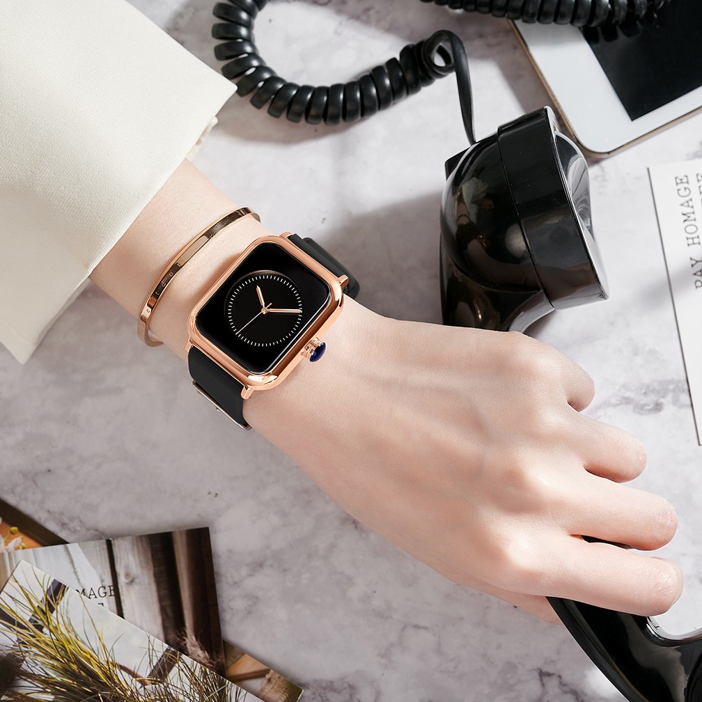 REBIRTH Jam Tangan Wanita Santai Mode Tali Silikon Display Kuarsa Simple Dial Tahan Air Jam Cewek-3