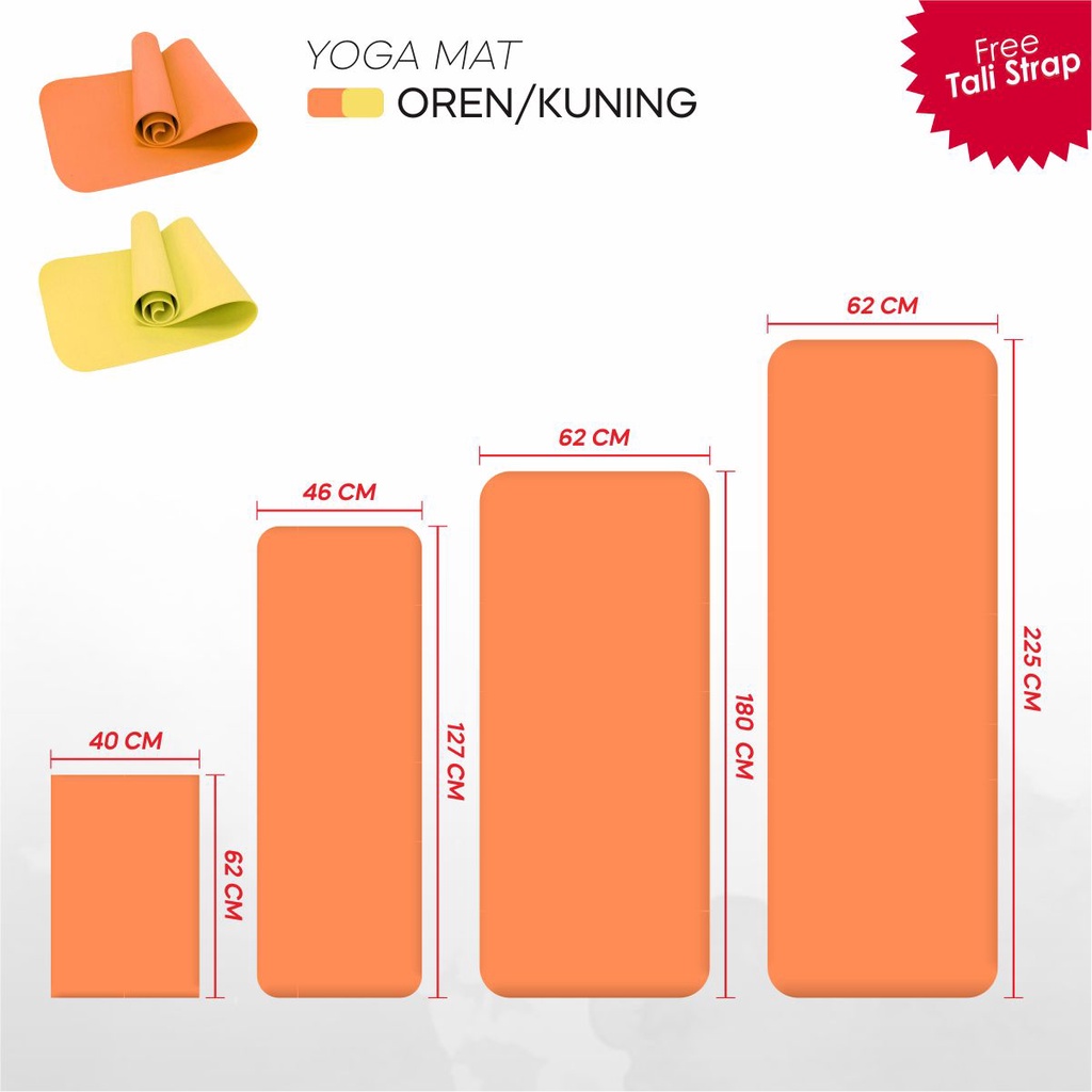 Hawah_Store Matras Olahraga Alas Yoga Senam Mat Tebal 5mm Workout Outdoor Indoor (002)-SUNRAY/GOLDEN ORANGE