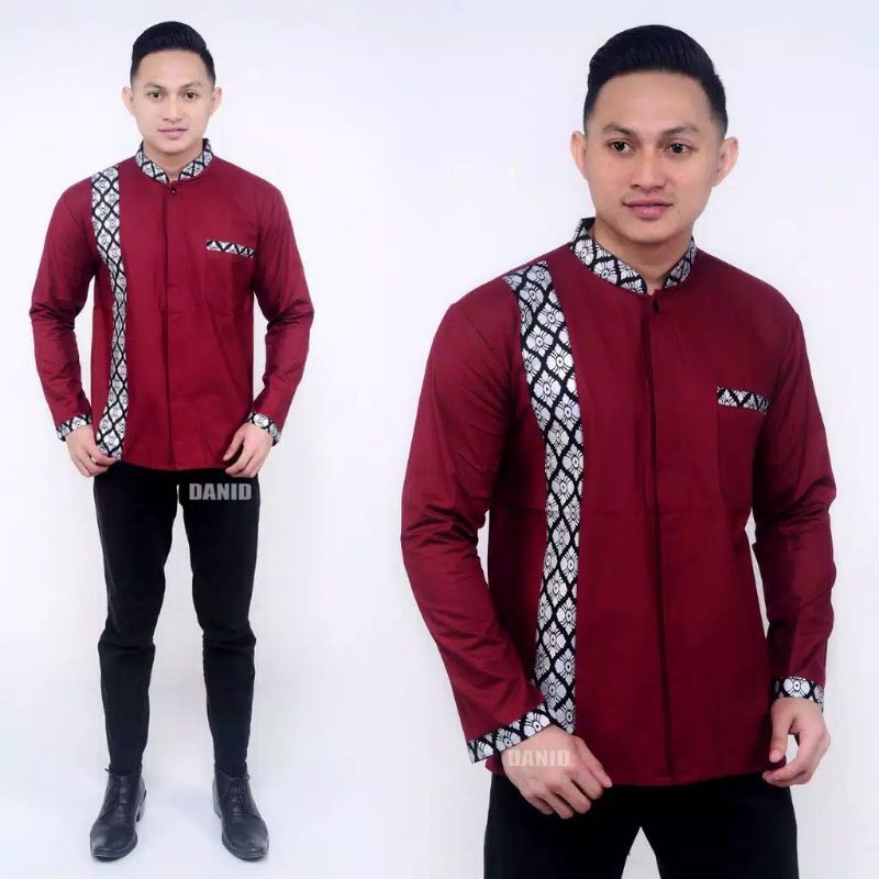 Baju Koko Kurta Lengan Pendek Baju Koko Fashion Muslim Pria Dewasa Terbaru Bahan Toyobo