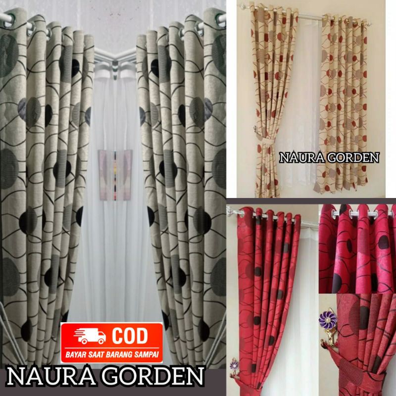 Gorden jendela motif bolak balik Panjang 250cm 3meter gorden blackout Tirai gorden minimalis Tebal