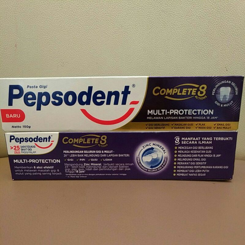 Pepsodent Complete 8 Actions Multi Protection 150gr Siwak Herbal Whitening 190gr