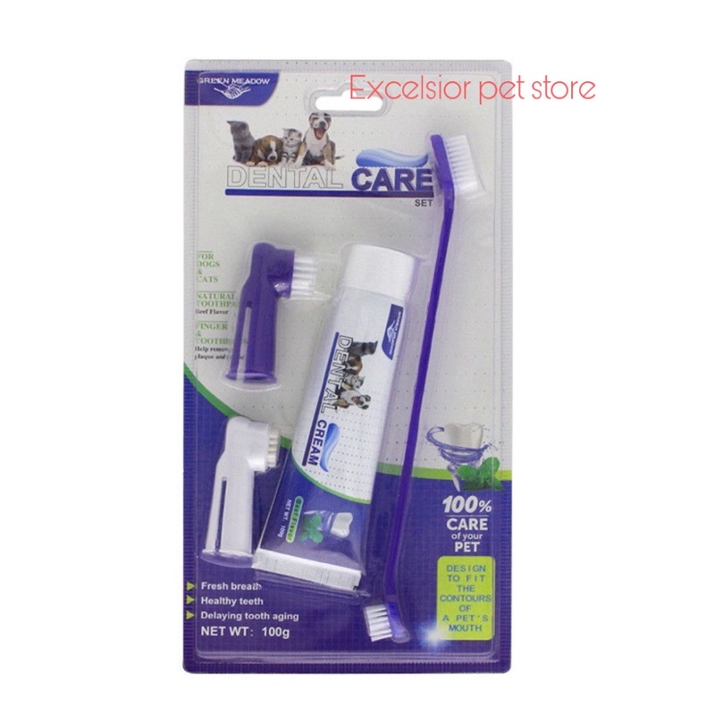 Sikat Gigi Anjing Kucing pasta gigi 4 in 1 / Pet toothbrush set