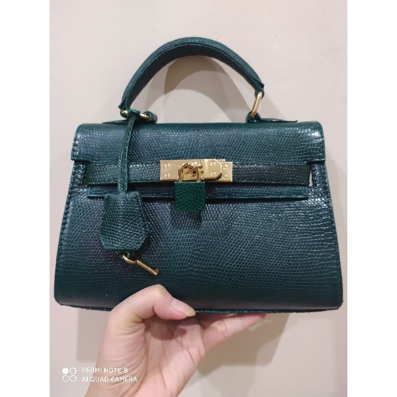WARNA HIJAU TAS KULIT ULAR ASLI TAS KULIT BIAWAK ASLI