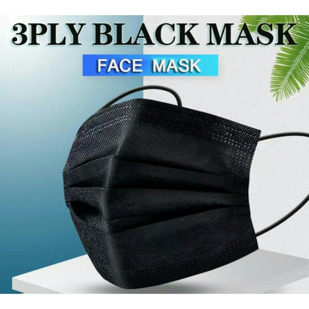 MASKER HITAM EDITION 3 PLY/ 4PLY DISPOSABLE PROTECTIVE MASK | Shopee ...