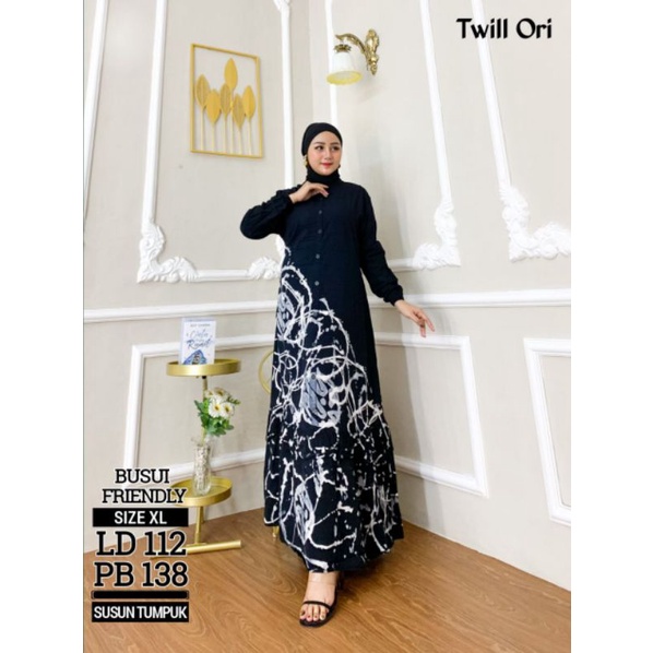 Gamis Twill Ori Syar'i Gamis Batik Cap Malaman Rempel Bawah