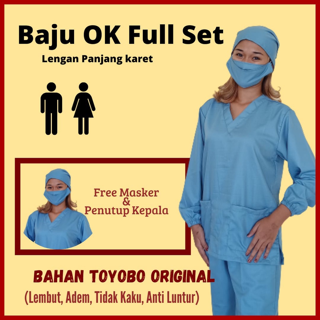 Baju Ok Oka LENGAN PANJANG KARET | Baju Jaga Perawat Dokter Nakes