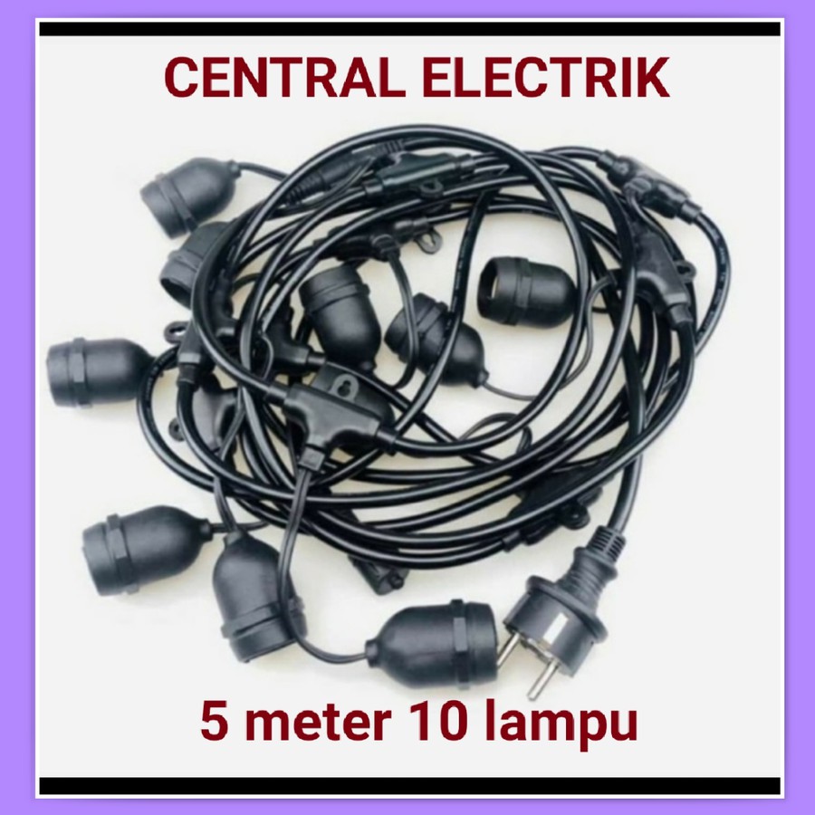 FITING LAMPU GANTUNG OULEX 5 METER 10 LAMPU / WATERPROOF / ANTI AIR