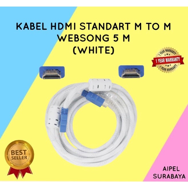 KHW5 | KABEL HDTV STANDART MALE TO MALE WEBSONG 5 M (WHITE)