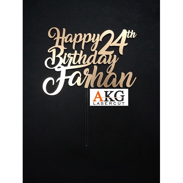 

Cake Topper Happy Birthday Custom Nama Ultah Hiasan Kue Tart