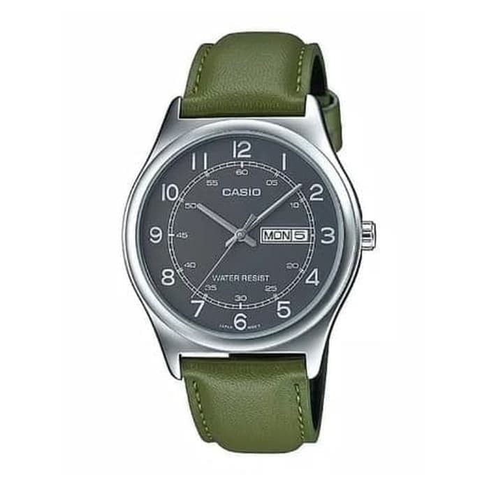 Casio Original Pria MTP-V006L-3BUDF Leather Strap
