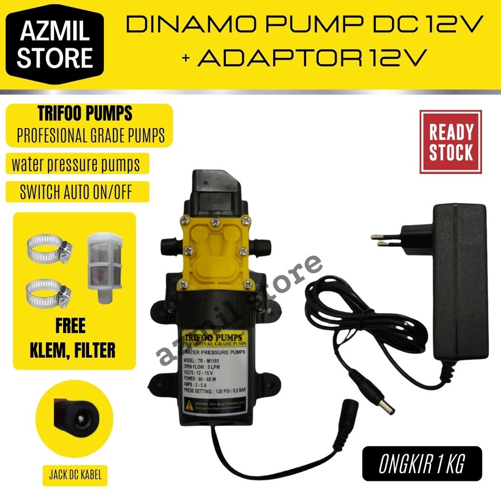 POMPA AIR DC 12V / CUCI MOBIL MOTOR / DINAMO POMPA SPRAYER + ADAPTOR 12V