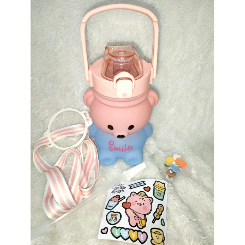 KD1 Botol Smile Bear Gradasi &amp; Transparan Milenial