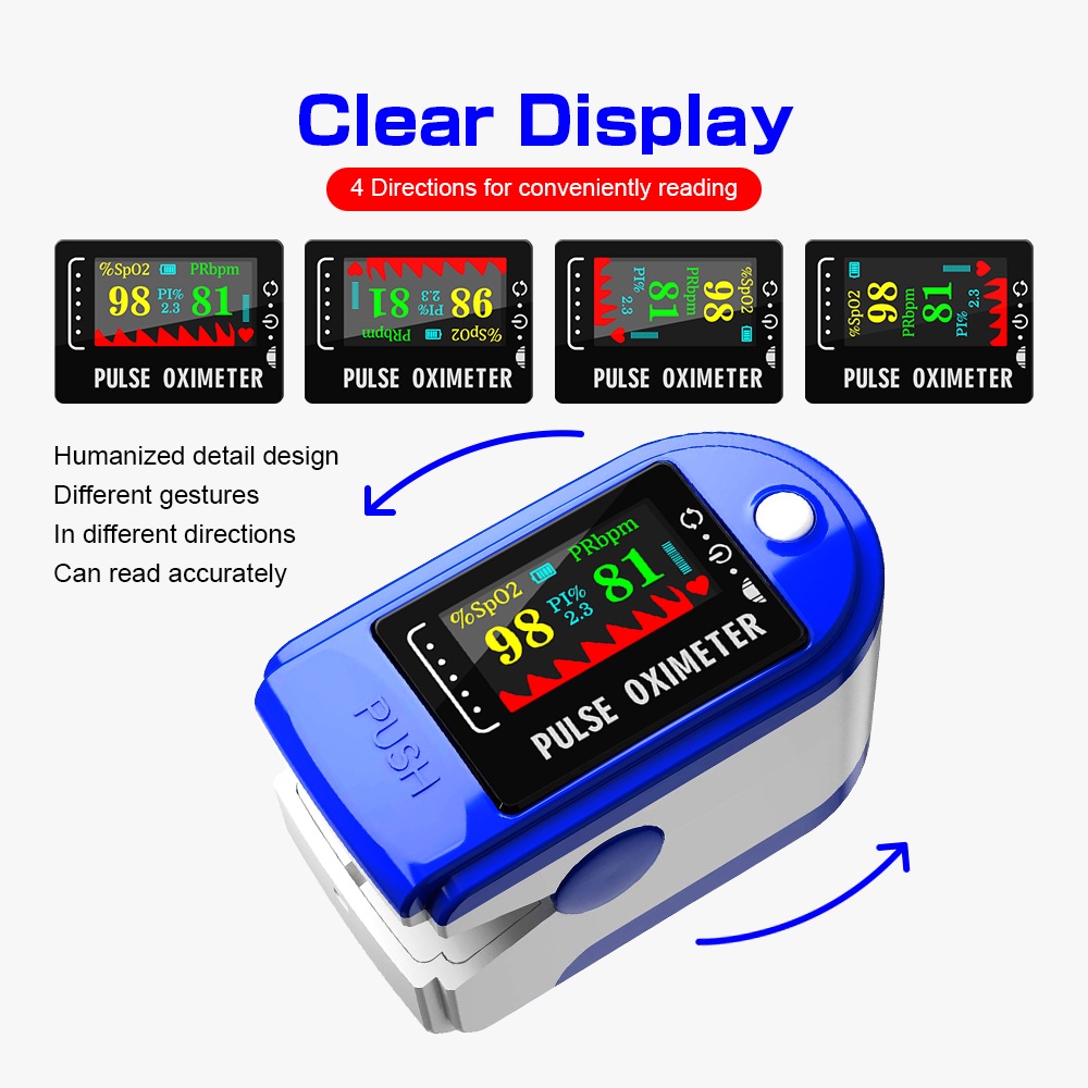 Finger Clip Pulse Oximeter Home Oxygen Saturation Monitor Finger Pulse Heart Rate Meter