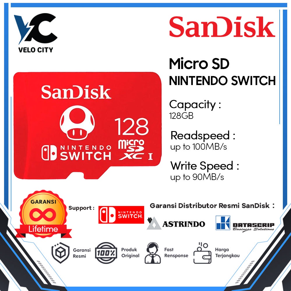 Micro SD SanDisk 128GB MicroSDXC U3 4K Ultra HD Licensed Memory Cards For Nintendo Switch Original