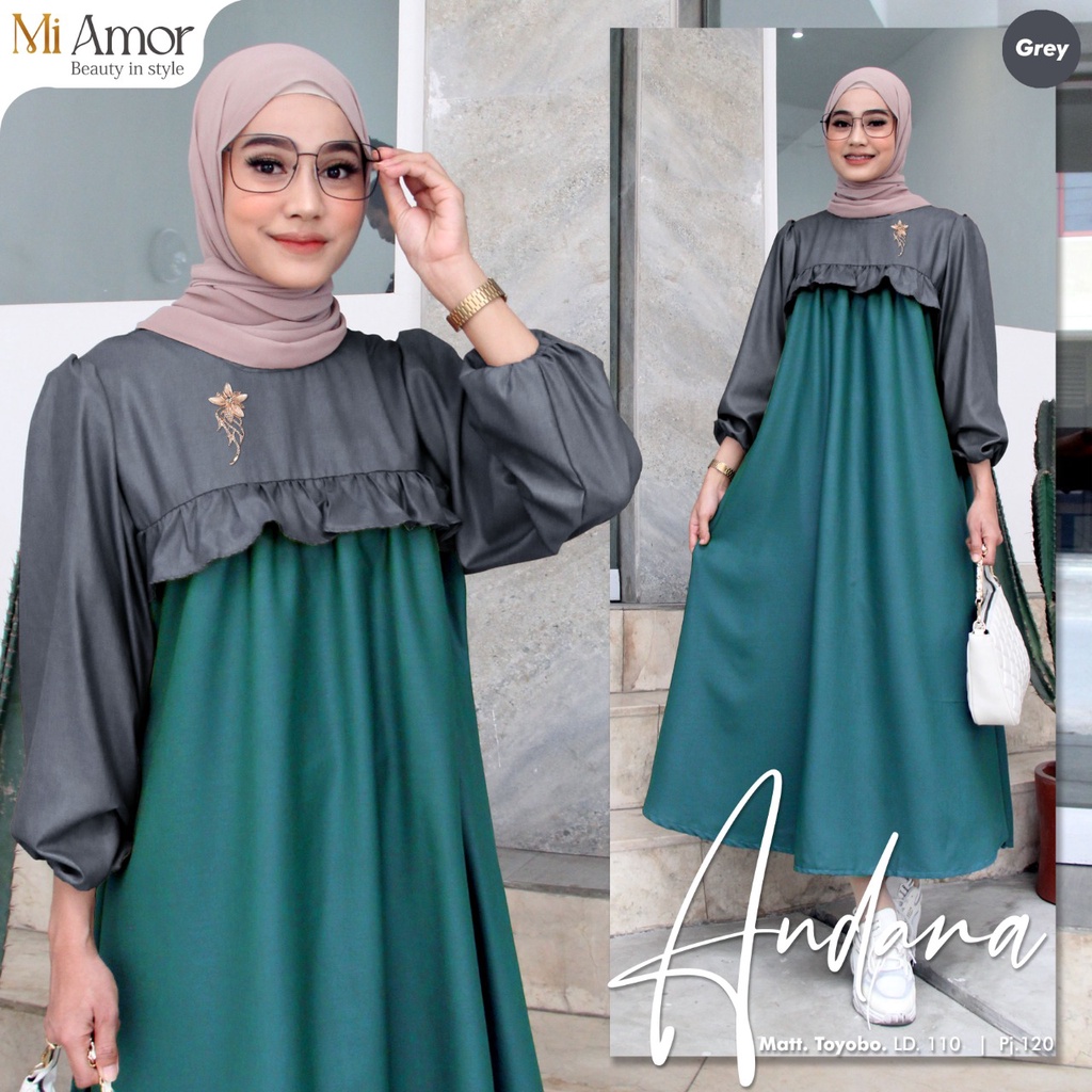 TERUSAN DRESS MIDI WANITA CASUAL/MIDI DRESS WANITA JUMBO TOYOBO LD 110 CM FIT XL/ANDARA MIDI