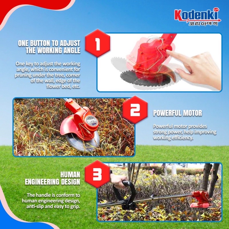 MESIN POTONG RUMPUT - CORDLESS ELECTRIC LAWN MOWER 12V KODENKI