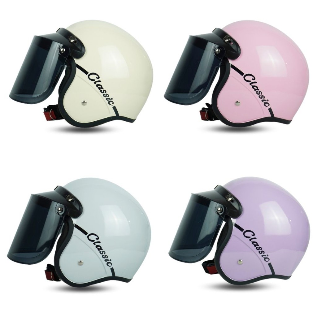 Helm Bogo Dewasa Motor Sni Helem Retro Klasic Classic Warna Pastel