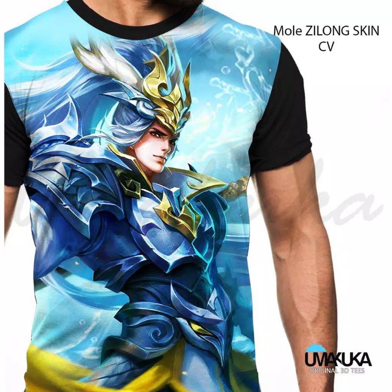 Kaos/tshirt 3D umakuka  mobile legend,zilong skin CV Bruno Yun Zhao legend of gousien  keren, lucu, 