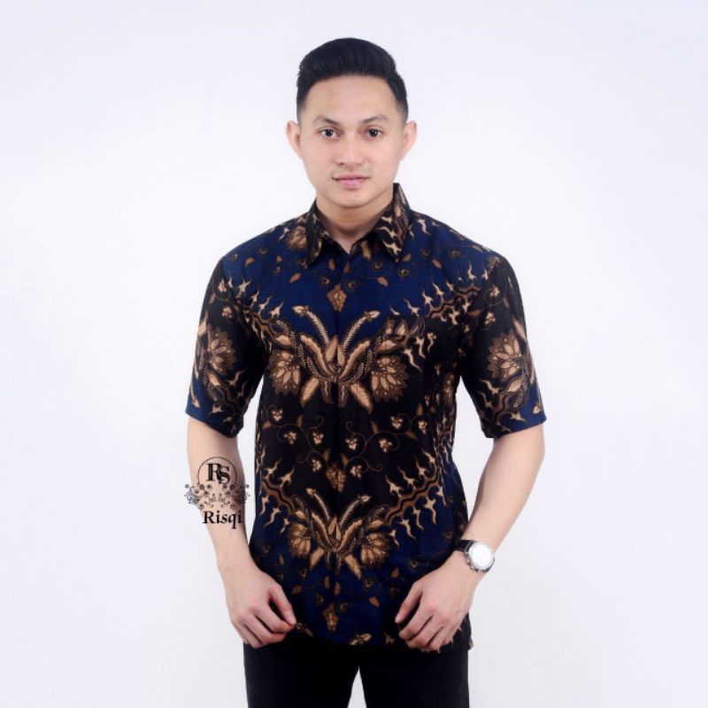 ATASAN HEM BATIK COWOK SIMPLE BIRU DONGKER MIX KREM MERAH MAROON KERJA KANTOR SERAGAM MURAH