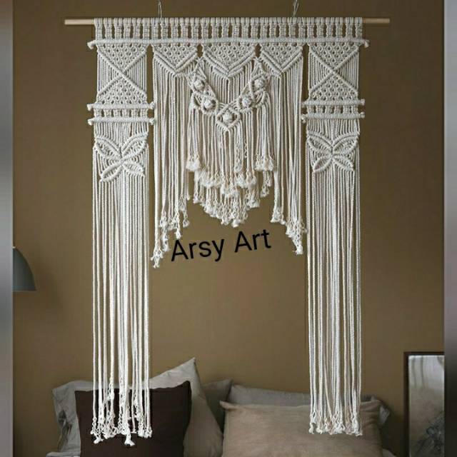 Macrame Backdrop Wedding Lamaran EO Decor Indoor Outdoor - Hiasan Dinding Macrame - Tali Pot