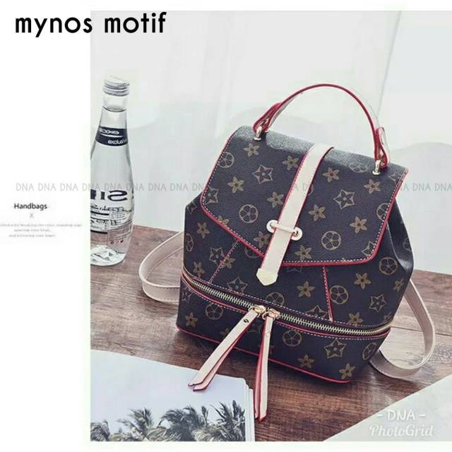 Tas Wanita Multifungsi ALMEERA ELVI MONO-MYNOS MOTIF Bisa 3Gaya Ransel Selempang Handbag