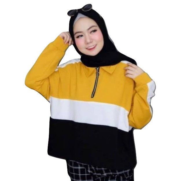  Sweater  Wanita  Kiko Croope Sweater  Fleece Shopee  Indonesia