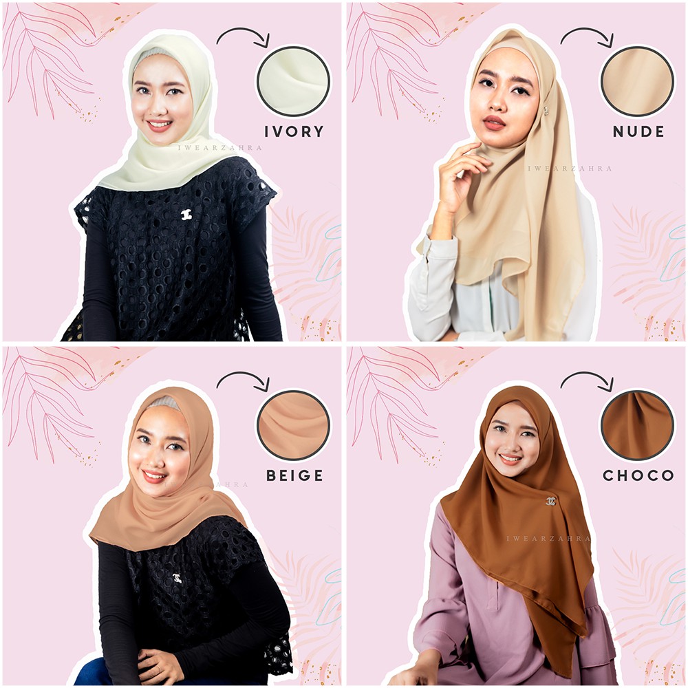 HIJAB BELLA SQUARE - Jilbab Segiempat Jahit Tepi Polycotton Kerudung Segi Empat Potton Premium