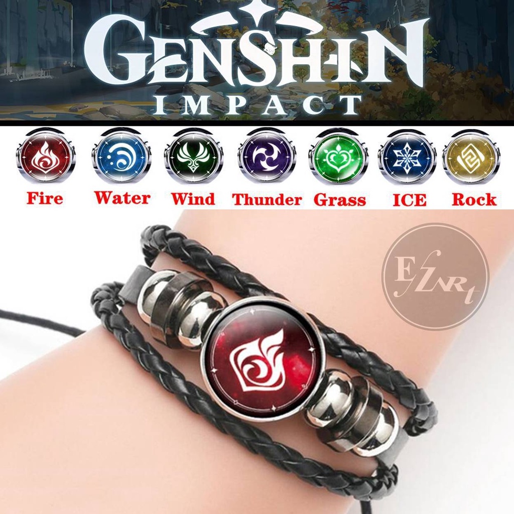 GELANG ELEMEN GAME GENSHIN IMPACT 3D EYE OF GOD WATER THUNDER ICE ROCK GRASS WIND FIRE