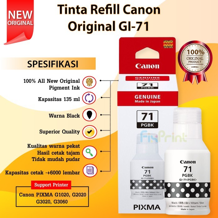 Tinta Canon Original GI-71 GI71 GI 71 Printer PIXMA G1020 G2020 G3020