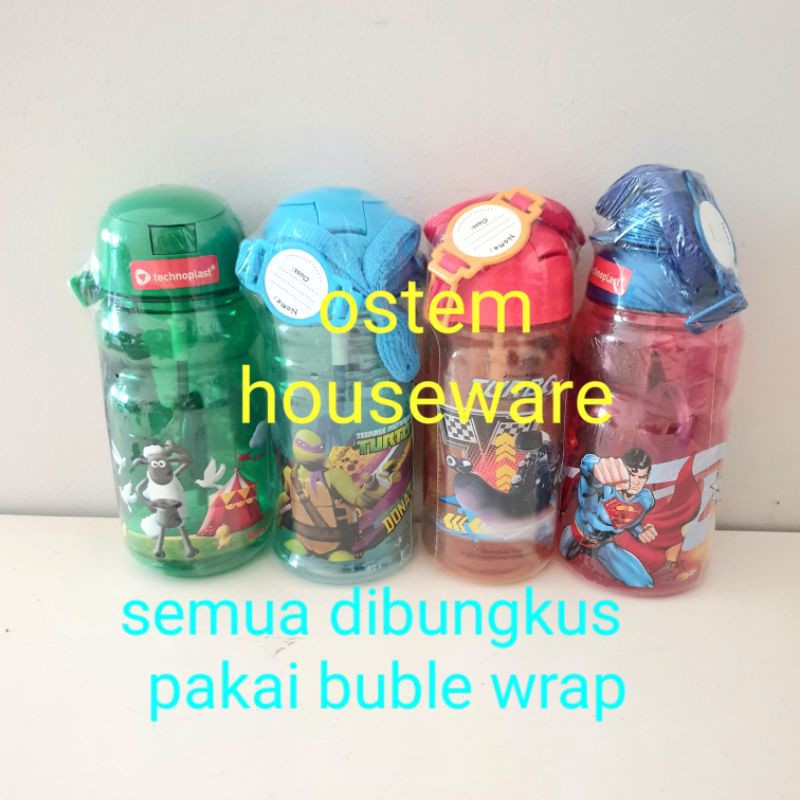 OBRAL TECHNOPLAST BOTOL TUMBLER MINUM SUPERMAN,SHEEP,TURBO,NINJA TURTLE (random)